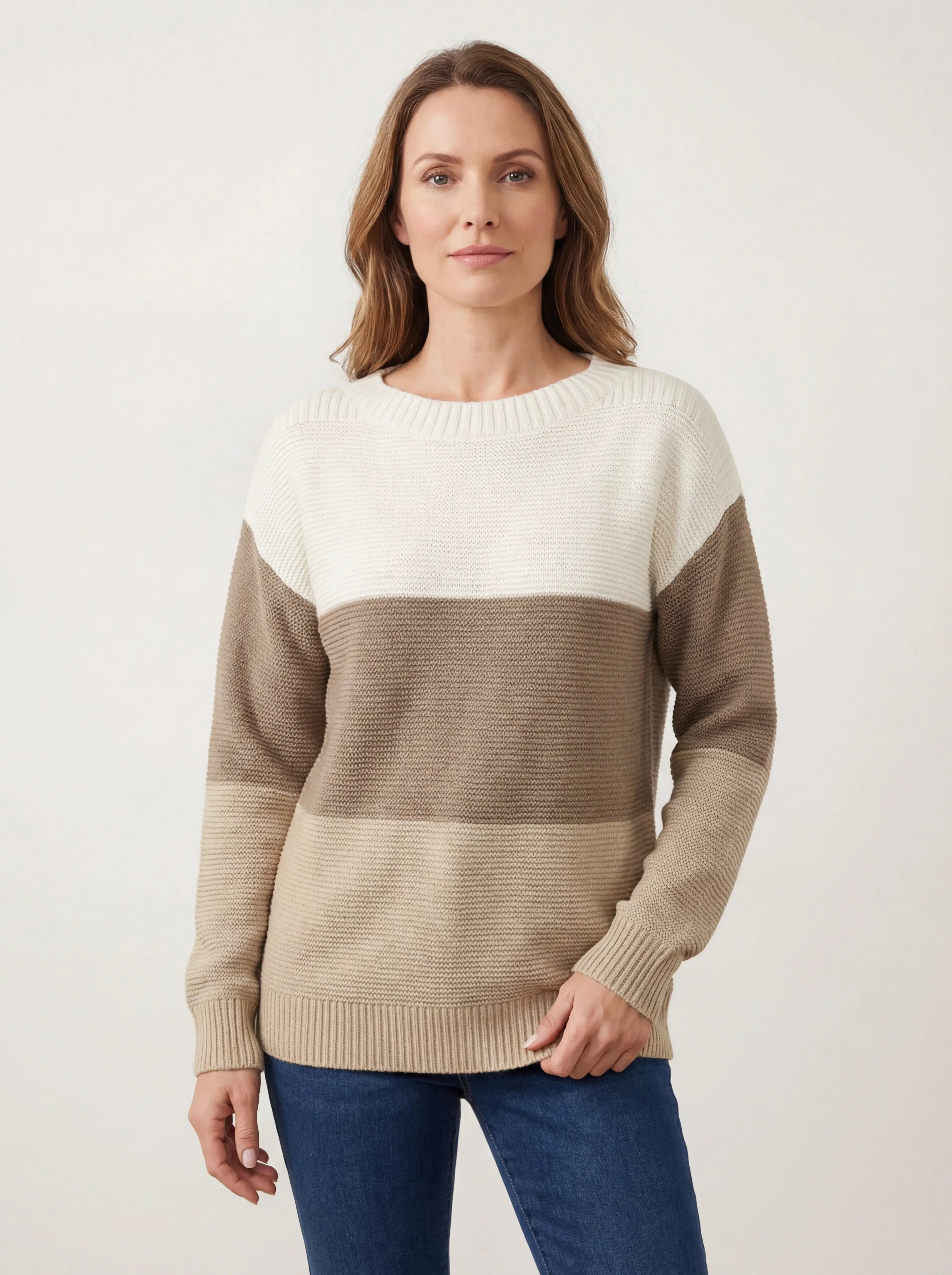 Elena dames gebreide pullover met ronde hals