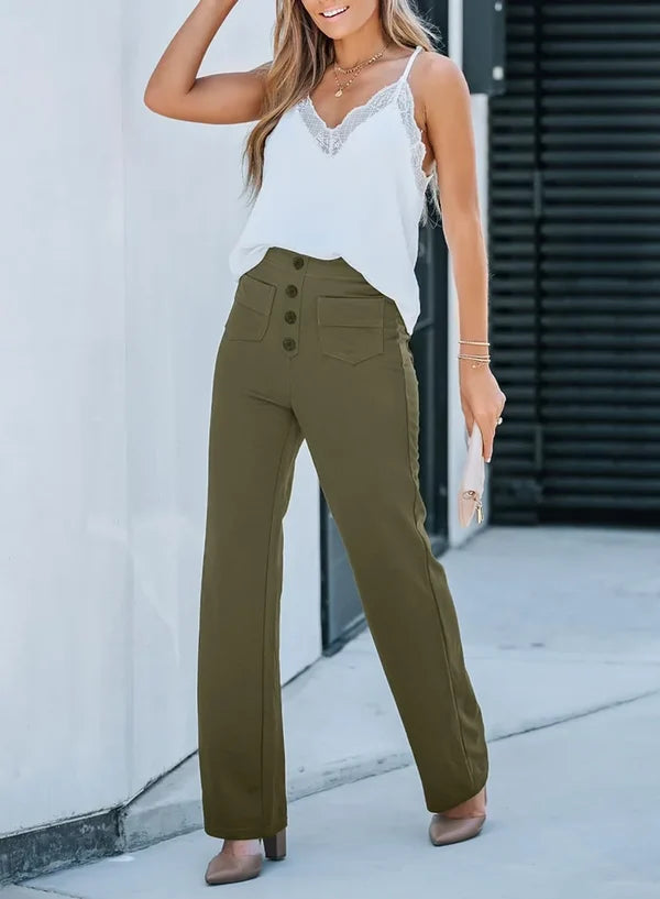 Sophie High-Waisted Stretch Trousers with Side Pockets