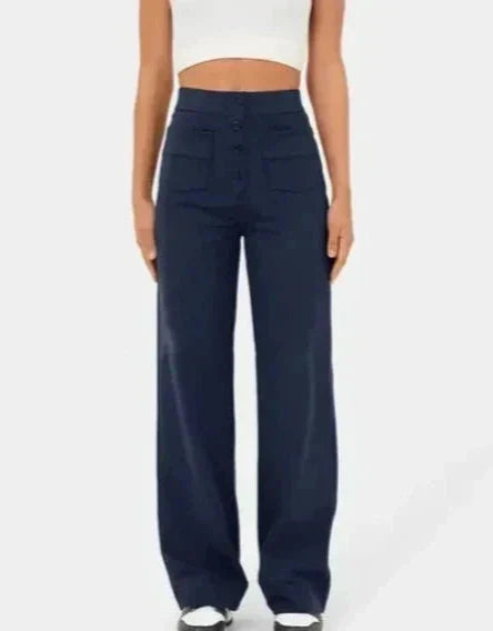 Sophie High-Waisted Stretch Trousers with Side Pockets