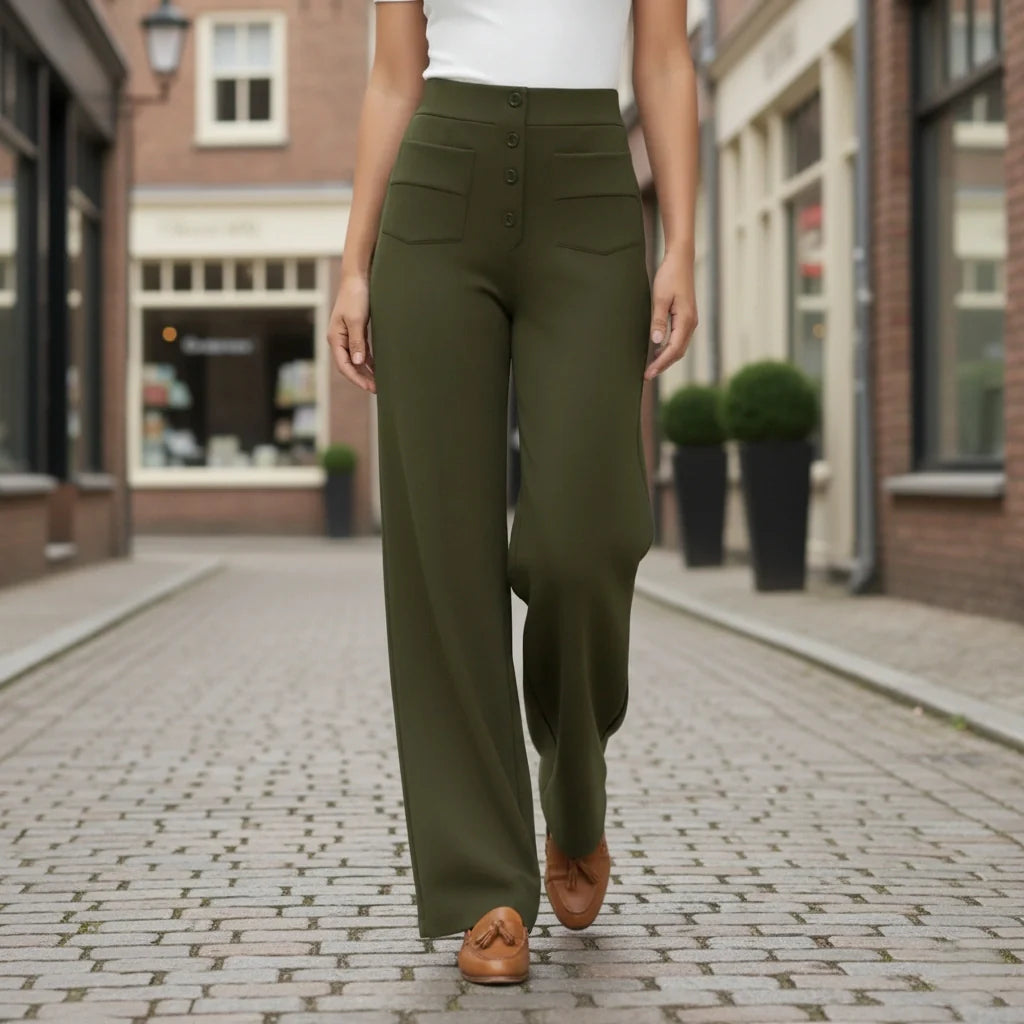 Sophie High-Waisted Stretchbroek met Zijzakken