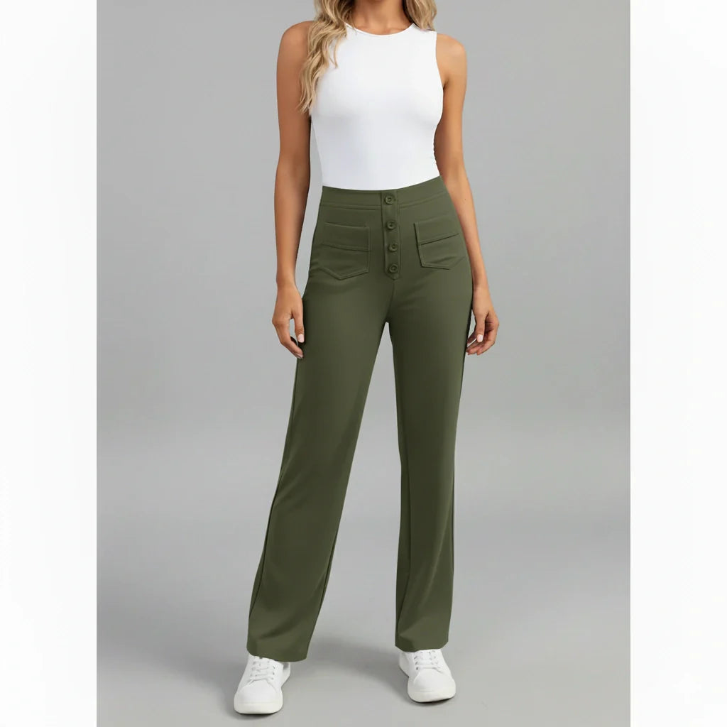 Sophie High-Waisted Stretchbroek met Zijzakken