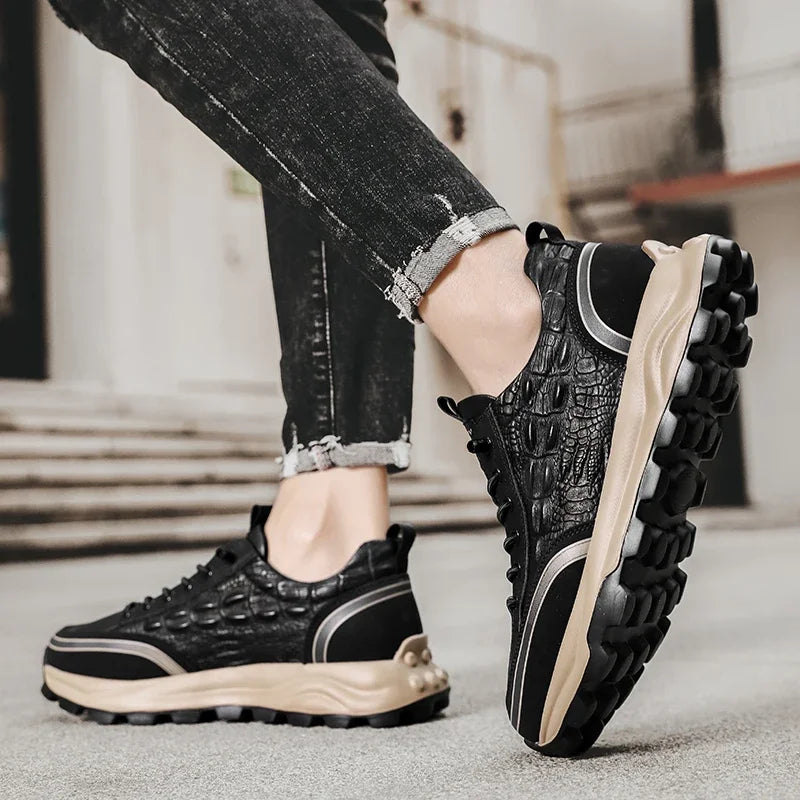 Durable & Textured Leather Shoes - Classy