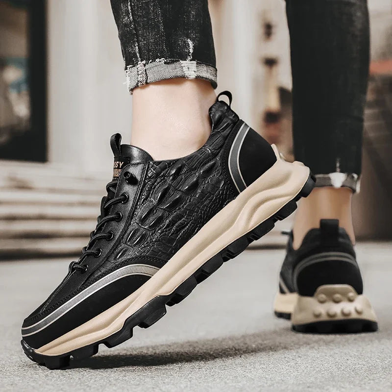 Durable & Textured Leather Shoes - Classy