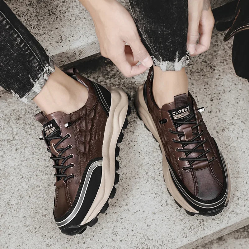 Durable & Textured Leather Shoes - Classy