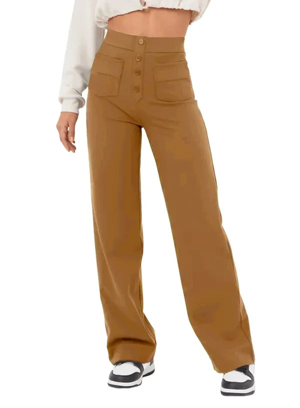 Sophie High-Waisted Stretch Trousers with Side Pockets