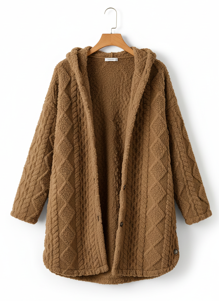 Fleece damescardigan met capuchon – Louise