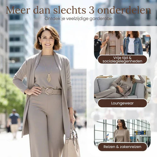 Elena – Elegante 3-delige set met verfijnde pasvorm (Vest, top en broek)