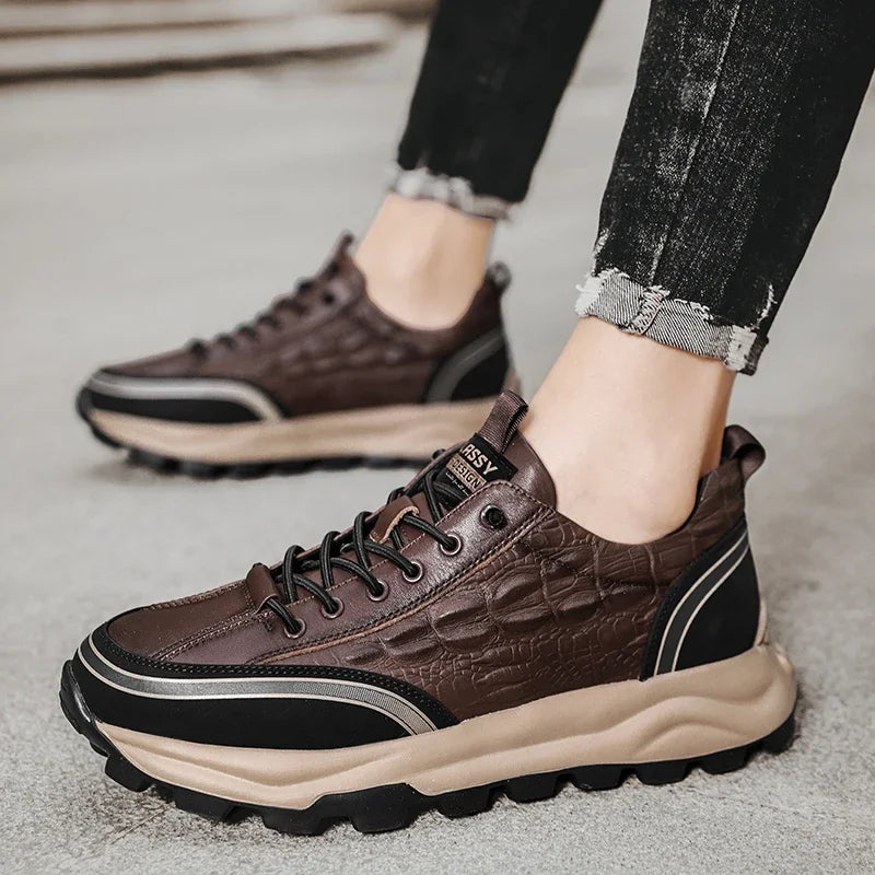 Durable & Textured Leather Shoes - Classy