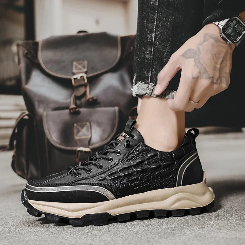 Durable & Textured Leather Shoes - Classy