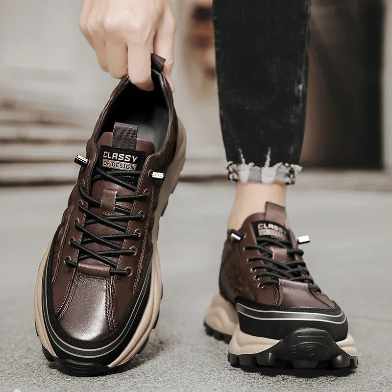 Durable & Textured Leather Shoes - Classy
