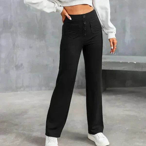 Sophie High-Waisted Stretch Trousers with Side Pockets
